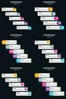 Vector 6 Infographics Pack Presentation slide template 5 Steps cycle diagrams and timelines