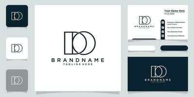 Alphabet letters Initials Monogram logo DO, OD, D and O with business card design Premium Vector