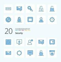 20 Security Blue Color icon Pack like sms mail pc envelope password vector