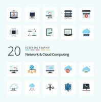 20 Network And Cloud Computing Flat Color icon Pack like technology gallery cloud cloud power vector