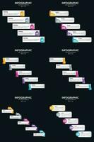 plantilla de diapositiva de presentación del paquete de infografías vectoriales 6 diagramas de ciclo de 5 pasos y líneas de tiempo vector