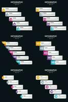 plantilla de diapositiva de presentación del paquete de infografías vectoriales 6 diagramas de ciclo de 5 pasos y líneas de tiempo vector