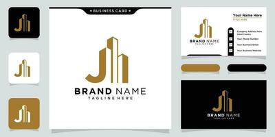 Building With Initial J Letter Monogram Logo Design vector