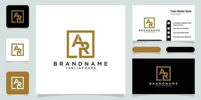 Initial Letter AR typography logo design vector with business card design Premium Vector