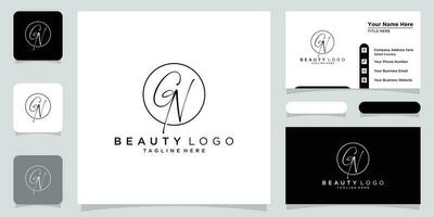 GN Initial handwriting logo vector with business card design Premium Vector