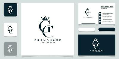 Initial letter CG or GC creative logo template with business card design Premium Vector