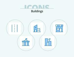 Buildings Blue Icon Pack 5 Icon Design. church. building. night. road. lines vector