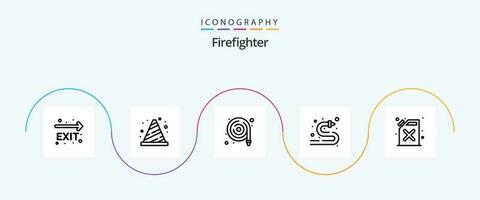 Firefighter Line 5 Icon Pack Including . fire. sign. cane. water hose vector