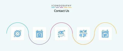 Contact Us Blue 5 Icon Pack Including speaker. internet. hand. browser. letter vector