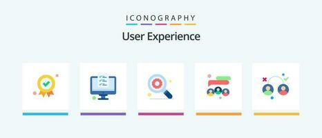 User Experience Flat 5 Icon Pack Including experience. team. experience. social media. friends. Creative Icons Design vector