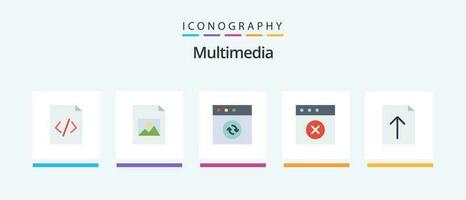 Multimedia Flat 5 Icon Pack Including . sync. upload. document. Creative Icons Design vector