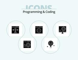 programación y codificación glifo icono paquete 5 5 icono diseño. desarrollar. navegador. programación. programación. desarrollo vector