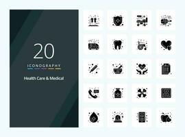 20 Health Care And Medical Solid Glyph icon for presentation vector