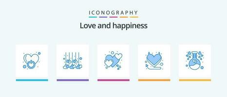 Love Blue 5 Icon Pack Including flask. hell. wedding. heart. care. Creative Icons Design vector