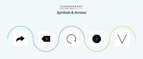 Symbols and Arrows Glyph 5 Icon Pack Including . add. bottom vector