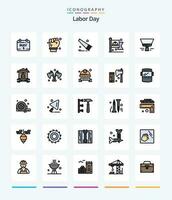 Creative Labor Day 25 Line FIlled icon pack  Such As paint brush. brush. saw. labour. flag vector