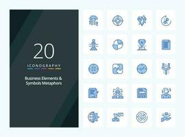 20 Business Elements And Symbols Metaphors Blue Color icon for presentation vector