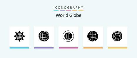 Globe Glyph 5 Icon Pack Including global. world. global. globe. arrow. Creative Icons Design vector