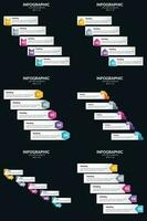 plantilla de diapositiva de presentación del paquete de infografías vectoriales 6 diagramas de ciclo de 5 pasos y líneas de tiempo vector