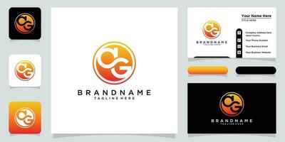 Initial AG logo design with business card design Premium Vector