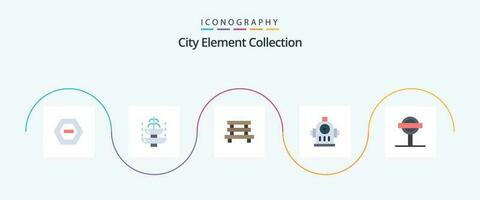 City Element Collection Flat 5 Icon Pack Including road. hydrant. tourist. fire. garden vector