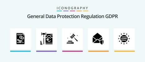 Gdpr Glyph 5 Icon Pack Including . law . euro . justice . enforcement. Creative Icons Design vector