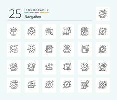 Navigation 25 Line icon pack including location. point. find. gps. map vector