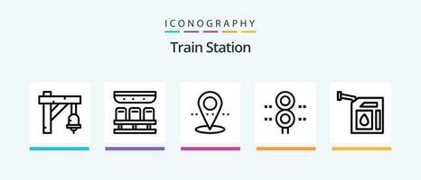 Train Station Line 5 Icon Pack Including advertisement. pin. train. map. park. Creative Icons Design vector