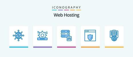 Web Hosting Blue 5 Icon Pack Including . proxy. security. internet. shield. Creative Icons Design vector