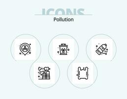 Pollution Line Icon Pack 5 Icon Design. waste. radioactive. waste. pollution. pollution vector