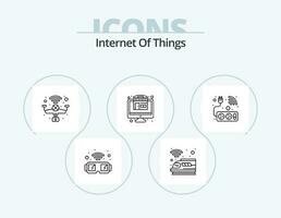 Internet Of Things Line Icon Pack 5 Icon Design. network. internet. train. global. quad copter vector