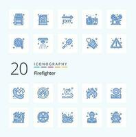 20 Firefighter Blue Color icon Pack like navigation fire exit fire exit cane vector