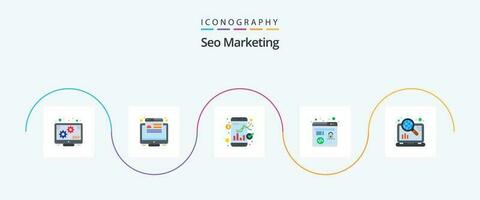 Seo Marketing Flat 5 Icon Pack Including seo. marketing. market. internet. marketing vector