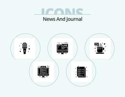 News Glyph Icon Pack 5 Icon Design. hot. news. microphone. live. screen vector