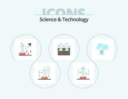 Science And Technology Flat Icon Pack 5 Icon Design. file storage. cloud reporting. pipette dropper. test tube. lab flask vector