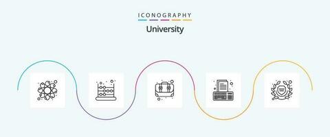 Universidad línea 5 5 icono paquete incluso escuela. en línea. caja. tarea. asignación vector