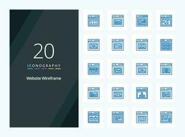 20 Website Wireframe Blue Color icon for presentation vector