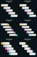 plantilla de diapositiva de presentación del paquete de infografías vectoriales 6 diagramas de ciclo de 5 pasos y líneas de tiempo vector