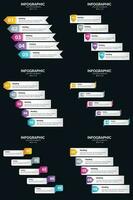 Vector 6 Infographics Pack Presentation slide template 5 Steps cycle diagrams and timelines