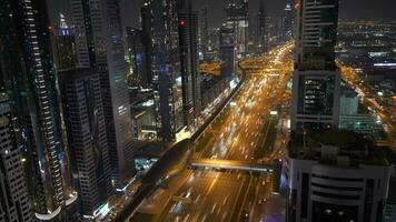 Time lapse of modern futuristic urban city skyline buildings and road cars traffic video