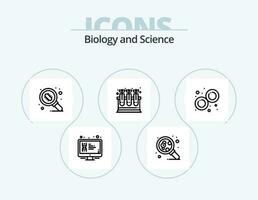 Biology Line Icon Pack 5 Icon Design. knowledge. content. jar. book. mouse vector