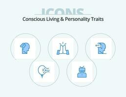 Concious Living And Personality Traits Blue Icon Pack 5 Icon Design. friends. best. happy. sad. human vector