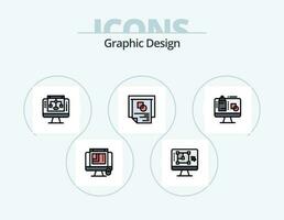 Graphic Design Line Filled Icon Pack 5 Icon Design. decrease . share . computer. editing vector