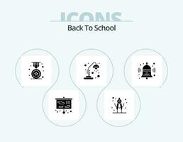 Back To School Glyph Icon Pack 5 Icon Design. back. bell. badge. education. desk lamp vector