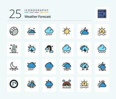 clima 25 línea lleno icono paquete incluso clima. temperatura. nube. clima. Dom vector