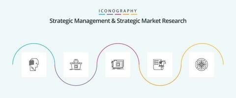 Strategic Management And Strategic Market Research Line 5 Icon Pack Including focus. planning. folder. strategy . chess vector