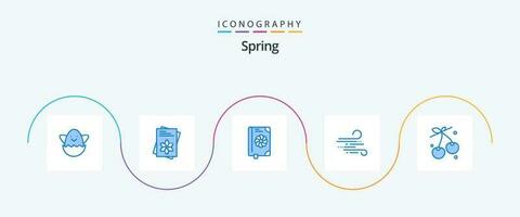 primavera azul 5 5 icono paquete incluso alimento. baya. flor. primavera. clima vector