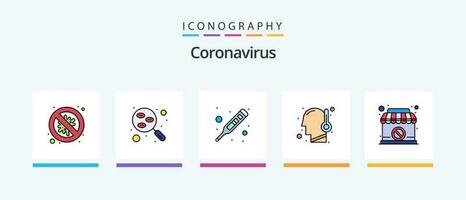 Coronavirus Line Filled 5 Icon Pack Including banned. travel. carrier. transmission. infection. Creative Icons Design vector