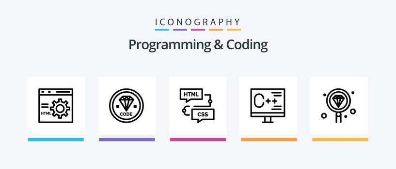 programación y codificación línea 5 5 icono paquete incluso desarrollo. codificación. desarrollo. programación. desarrollar. creativo íconos diseño vector
