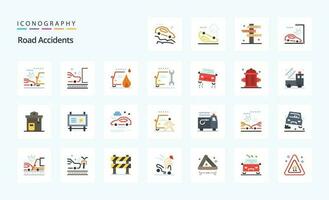 25 Road Accidents Flat color icon pack vector